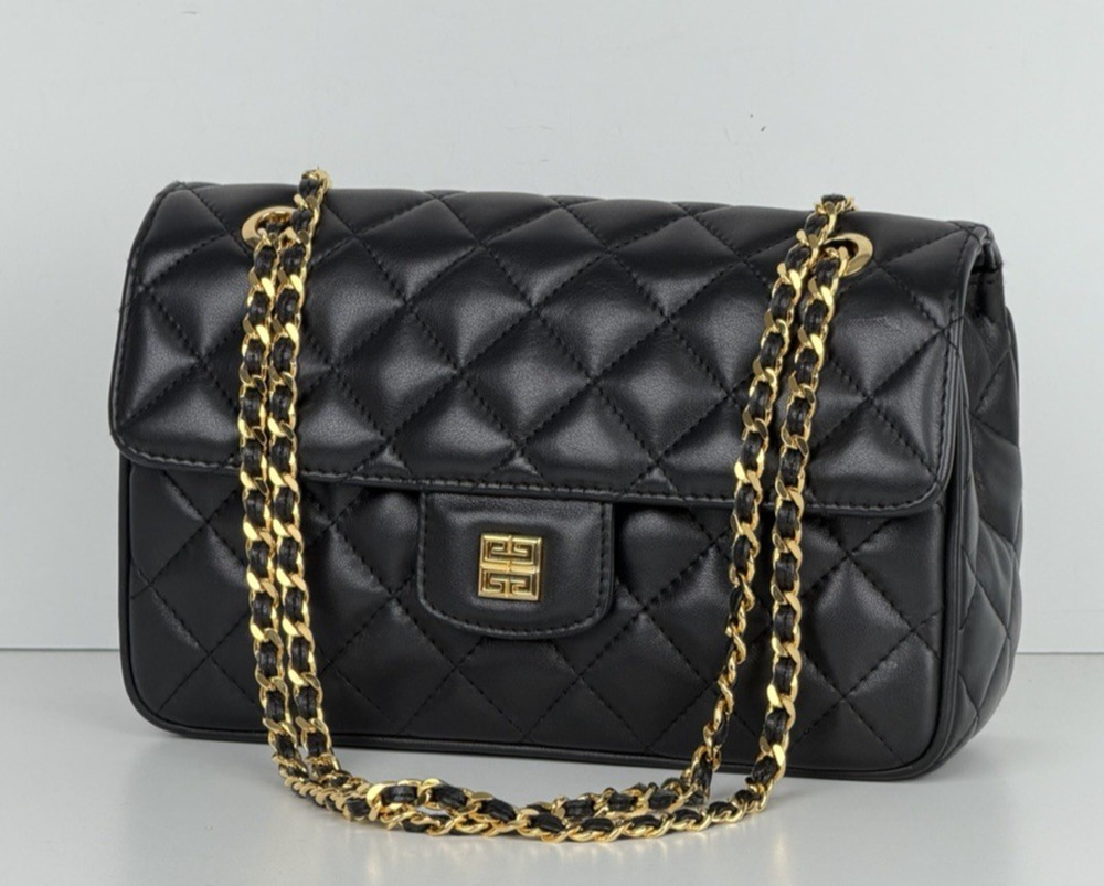 Givenchy 4G Matelasse Quilted Leather Shoulder Bag in Black with Gold HW S05